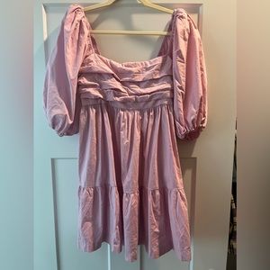 Ruched puff sleeve mini dress